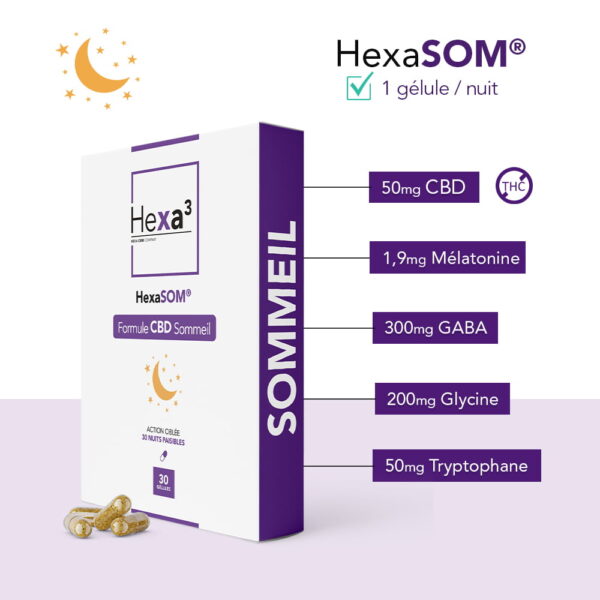 HEXA3 – HexaSOM CBD Sommeil Mélatonine - 30U – Image 2